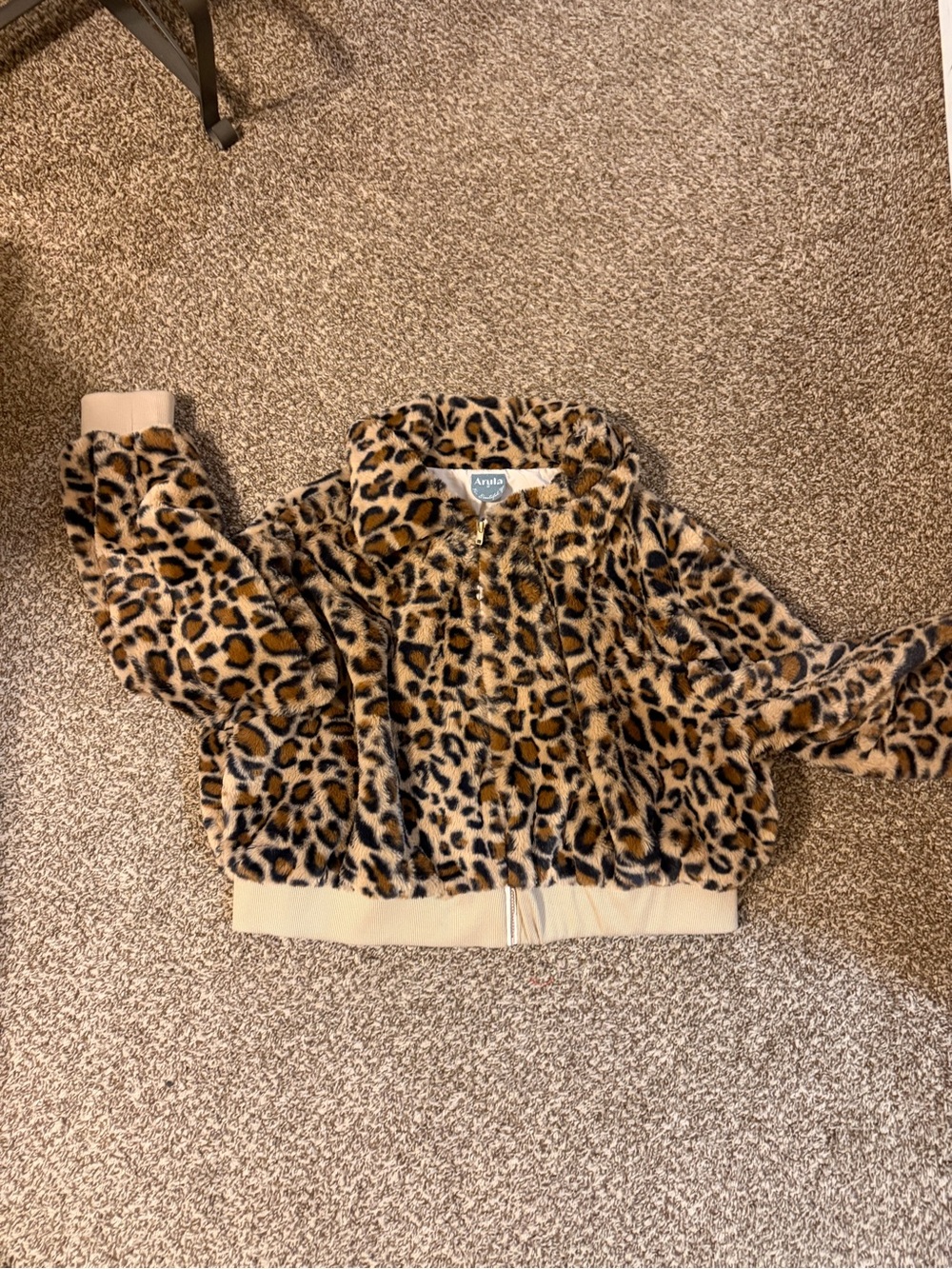 ARULA Leopard Faux Fur Puffer Jacket - Brown/Black/Tan